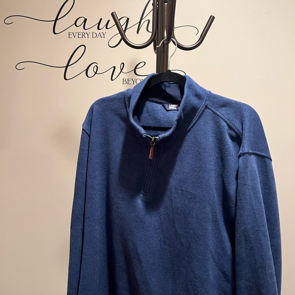 BUNDLE FOR$10 Lands' End Navy and Black Quarter-Zip Pullover - Picture 5 of 5